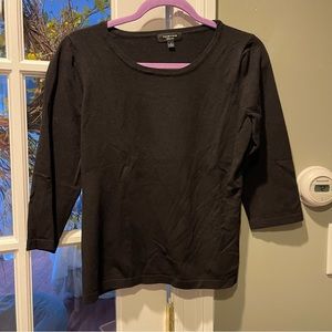 Spense brand knit top. Simple black pullover with some stretch. 3/4 sleeves.